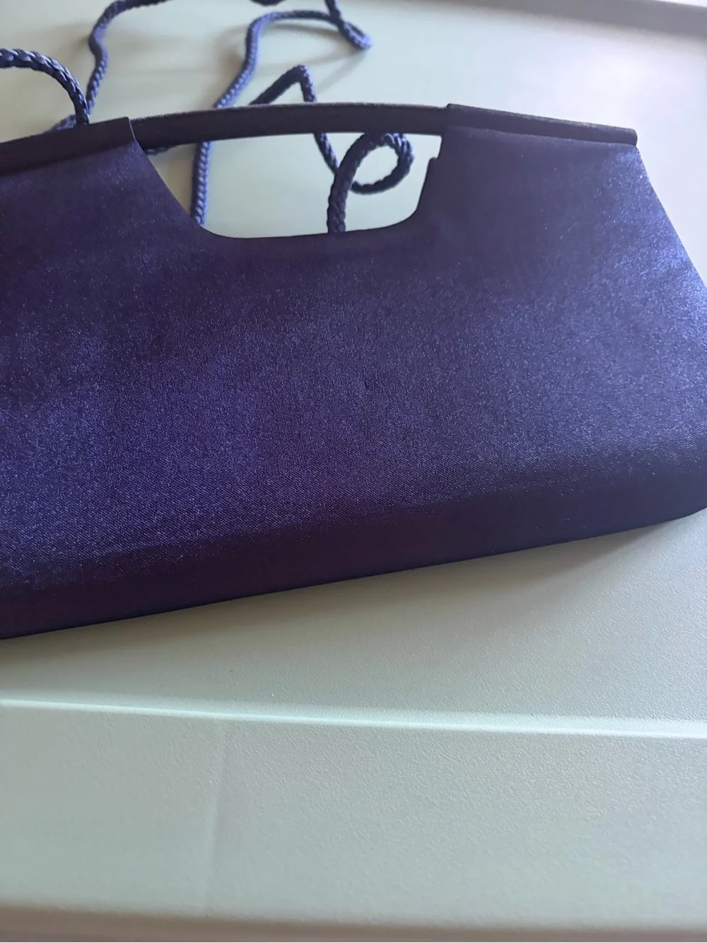 Elegant Nylites Blue Satin Clutch with Rope Strap New without tags